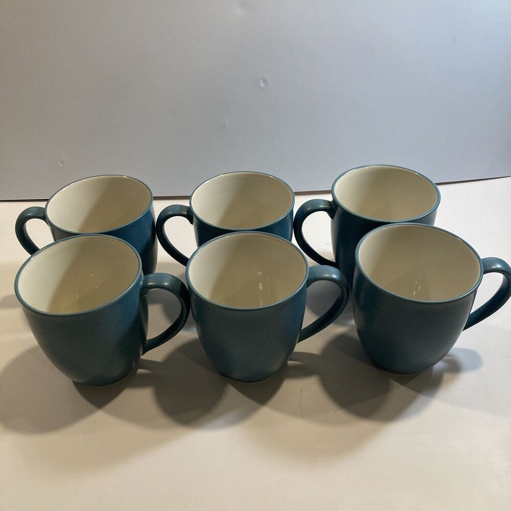 Noritake COLORWAVE Turquoise Mugs 8093 12oz Stoneware Lot Of 6 - Picture 3 of 8